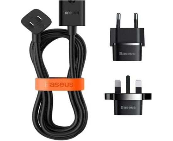 Baseus Universal  PowerCombo cable / extension cord with mini power strip 1m black (EU and UK power adapter Black