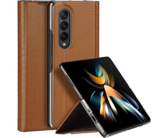 Dux Ducis Samsung  Galaxy Z Fold4 Bril case with a flip wallet stand Brown