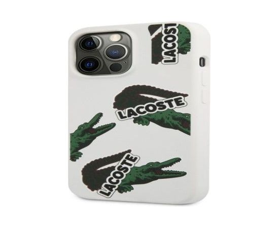 Lacoste Apple  iPhone 13 Pro Max Liquid Silicone Allover Pattern Case White