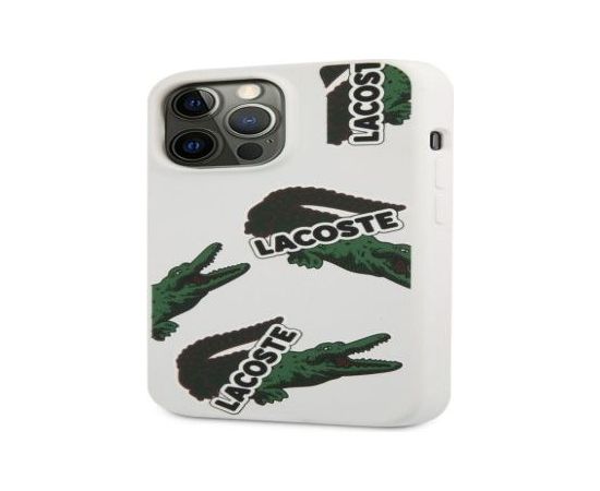 Lacoste Apple  iPhone 13 Pro Liquid Silicone Allover Pattern Case White
