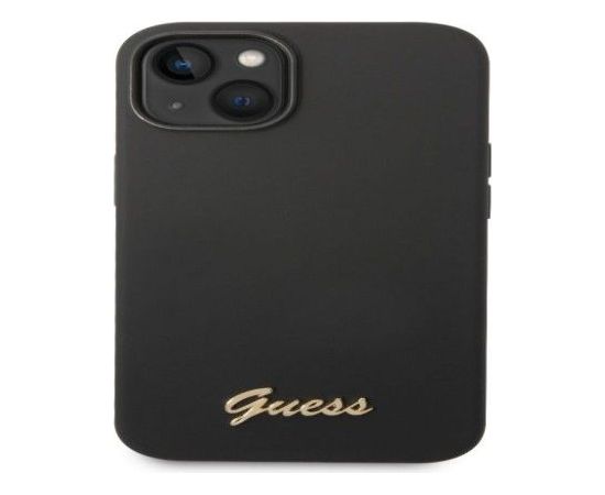 Guess Apple  iPhone 14 Plus Liquid Silicone Metal Logo Case Black