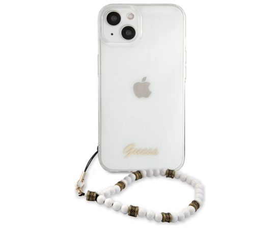 Guess Apple  iPhone 13 Mini PC Script and White Pearls Case Transparent