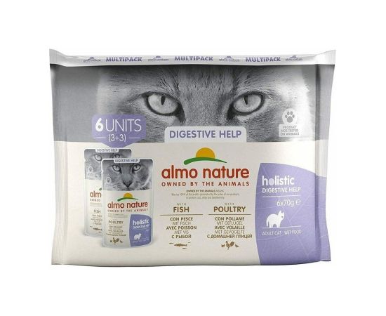 Almo Nature Multipack Digestive 3 x ryba, 3 x drób dla kota 6x70gr