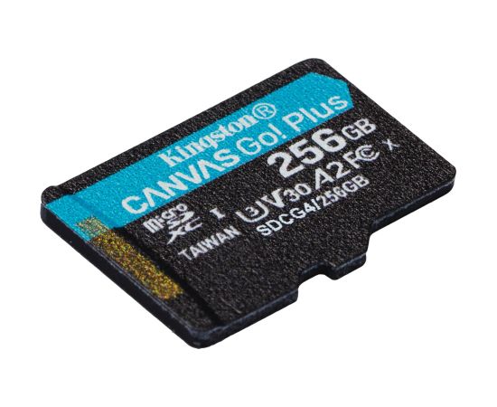 Kingston Technology 256GB microSDXC Canvas Go Plus Gen4 200R A2 U3 Single Pack w/o ADP