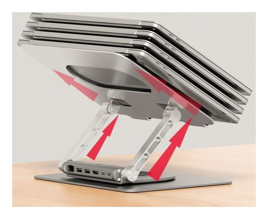 Adjustable laptop stand + USB-C HDMI hub Unitek D1109B01 PD 100W