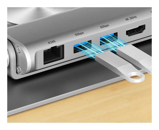 Adjustable laptop stand + USB-C HDMI hub Unitek D1109B01 PD 100W