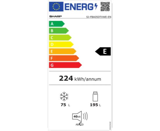 SHARP SJFBA05DTXWEEU ledusskapis 180cm Balts