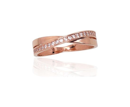 Золотое кольцо #1100876(Au-R)_CZ, Красное Золото 585°, Цирконы, Размер: 17, 1.87 гр.