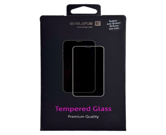 Evelatus Samsung  S23 Rubber Anti-Broken 3D Glass Full Cover Japan Glue Anti-Static Black