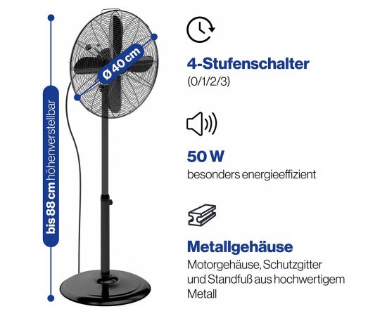 Pedestal fan Proficare, black steel