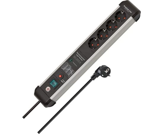 Brennenstuhl Premium Protect Line 4-way, power strip (black/silver, 60,000 A surge protection, 3 meters)