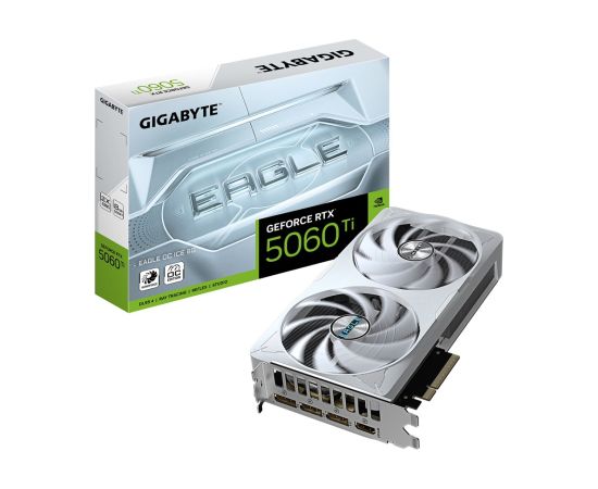 GIGABYTE GeForce RTX 5060 Ti EAGLE OC ICE 8G Graphics Card - 8GB GDDR7, 128bit, PCI-E 5.0, 2617MHz Core Clock, 3 x DisplayPort, 1 x HDMI, GV-N506TEAGLEOC ICE-8GD