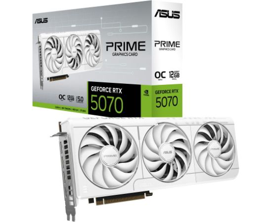 Graphics Card ASUS NVIDIA GeForce RTX 5070 12 GB GDDR7 192 bit Triple slot Fansink 1xHDMI 3xDisplayPort PRIME-RTX5070-O12G-WHITE