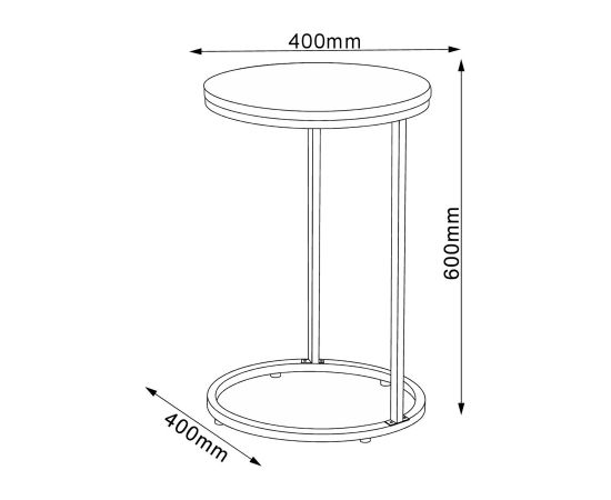 Sānu galdiņš HEDVIG D40xH60cm, osis/melns