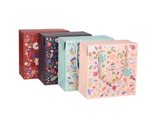 Gift bag BOXY M, 21x21x10cm, mix