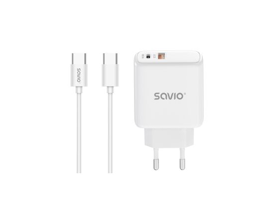Lādētājs Savio Quick charger 30W with USB-C - USB-C cable