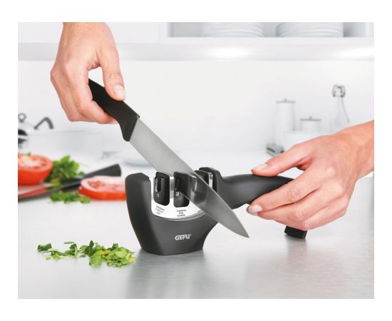 GEFU COLT Pull through knife sharpener Black, Stainless steel