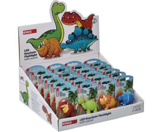 Emos LED lukturītis / atslēgu piekariņš, dinozauri ar skaņu, 3× LR54 24 gab.