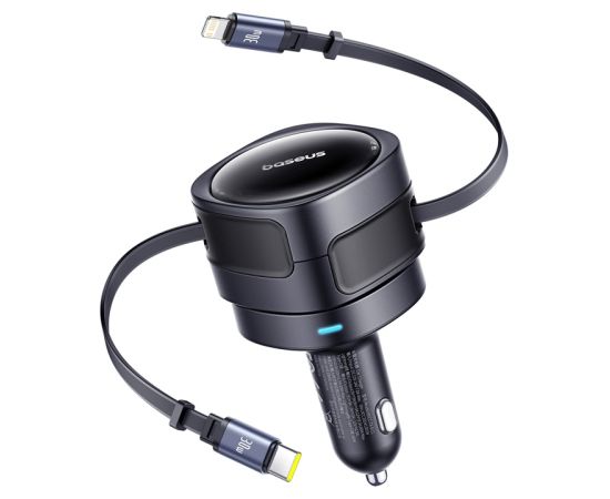 Baseus Enjoyment Max car charger with USB-C+Lightning cables 60W Black