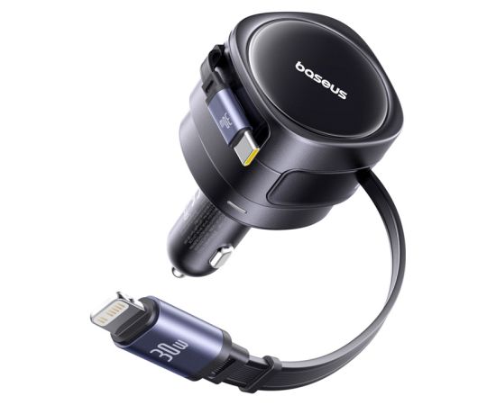 Baseus Enjoyment Max car charger with USB-C+Lightning cables 60W Black
