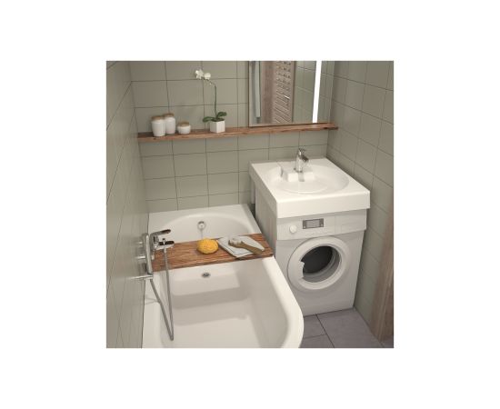 PAA izlietne Claro Grande, 600x750 mm, ar stiprinājumiem un sifonu, ar ziepju trauku, balta