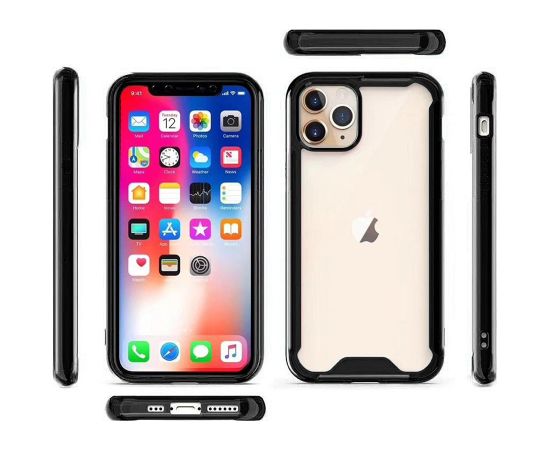 Mocco Acrylic Air Case Aizmugurējais Silikona Apvalks Priekš Apple iPhone 11 Pro Caurspīdīgs-Melns