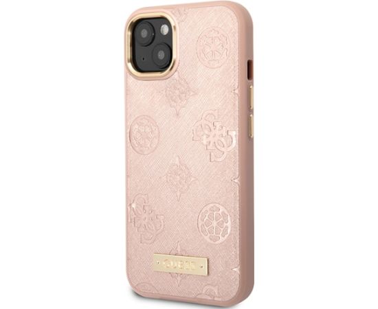 Guess GUHMP14SSAPSTP iPhone 14 6,1" розовый жесткий чехол Peony Logo Plate MagSafe