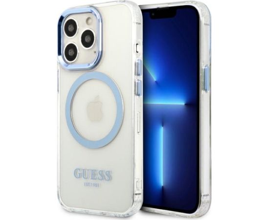 Guess GUHMP13LHTRMB iPhone 13 Pro | 13 6,1" niebieski|blue hard case Metal Outline Magsafe
