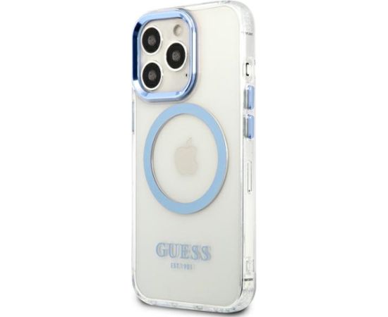 Guess GUHMP13LHTRMB iPhone 13 Pro | 13 6,1" niebieski|blue hard case Metal Outline Magsafe