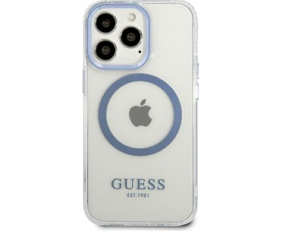 Guess GUHMP13XHTRMB iPhone 13 Pro Max 6,7" niebieski|blue hard case Metal Outline Magsafe