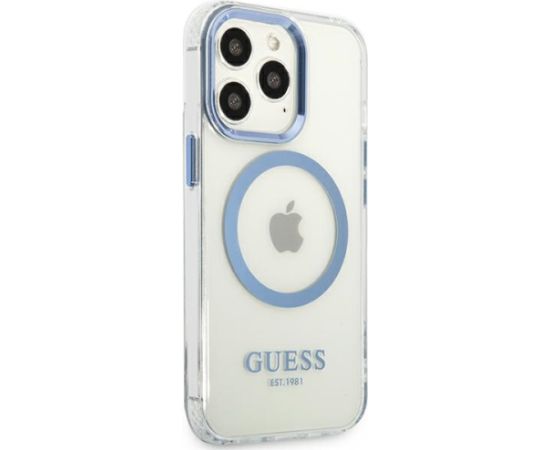 Guess GUHMP13XHTRMB iPhone 13 Pro Max 6,7" niebieski|blue hard case Metal Outline Magsafe
