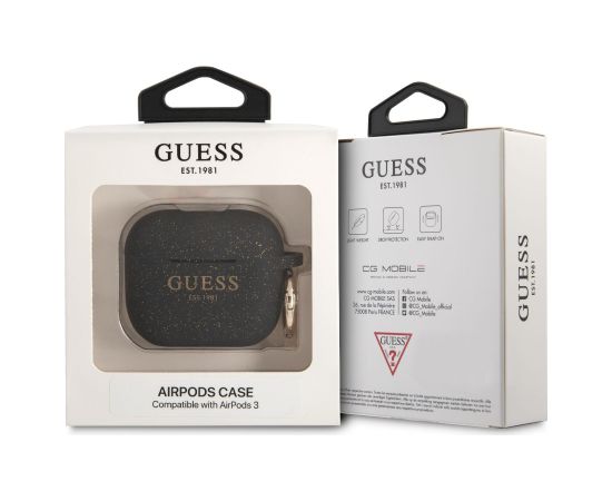 GUA3SGGEK Guess Glitter Printed Logo Silicone Case for Airpods 3 Black