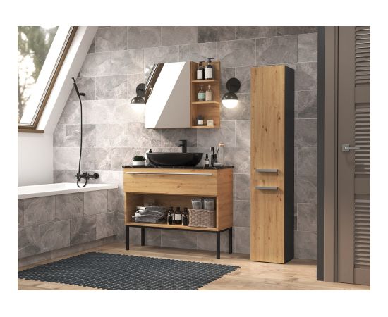 Top E Shop Topeshop NEL II ANT/ART bathroom storage cabinet Graphite, Oak