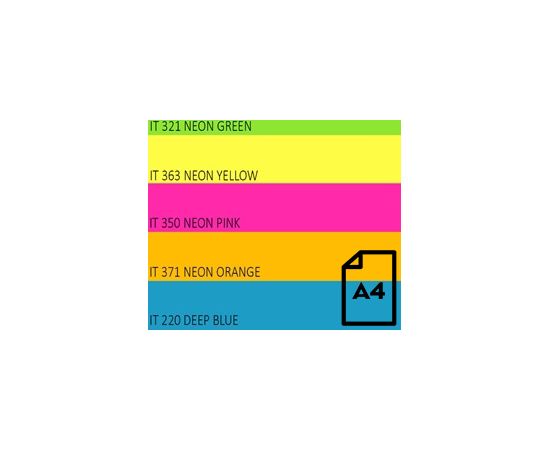 Цветная неоновая бумага Double A, 75 г, A4, 100 листов, Rainbow 4, 5 Neon Colors