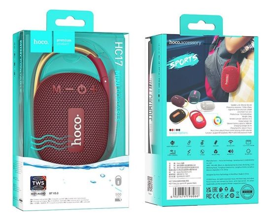 Bezvadu skaļrunis HOCO bluetooth HC17 bordo
