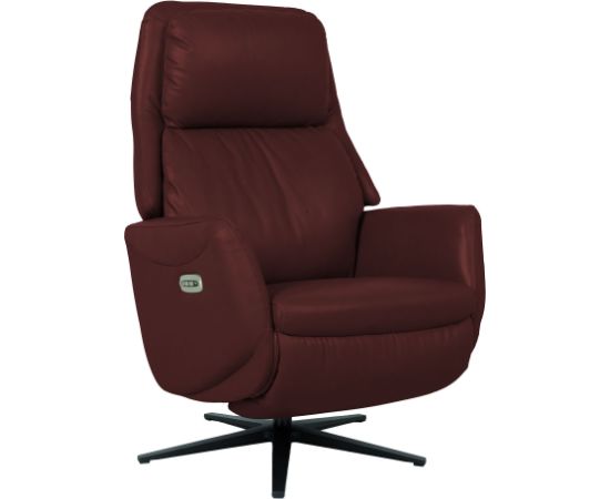 Recline armchair DAMIANO with electric mechanism, dark red leather