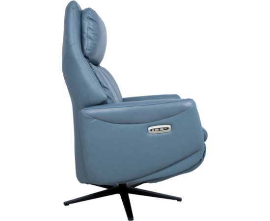 Recline armchair DAMIANO with electric mechanism, blue leather