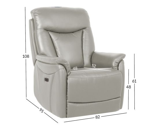 Recline armchair BALDWIN with electric lift mechanism, beige leather