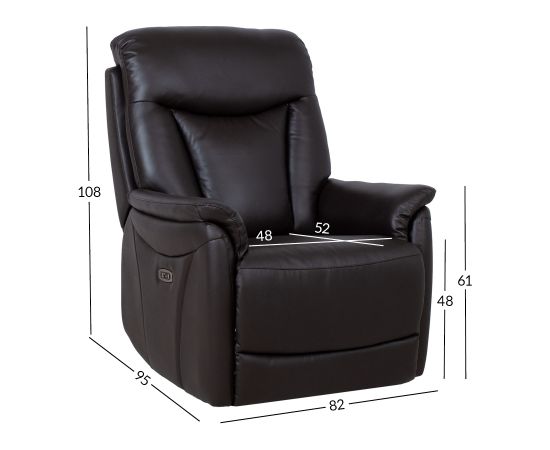 Recline armchair BALDWIN with electric lift mechanism, brown leather