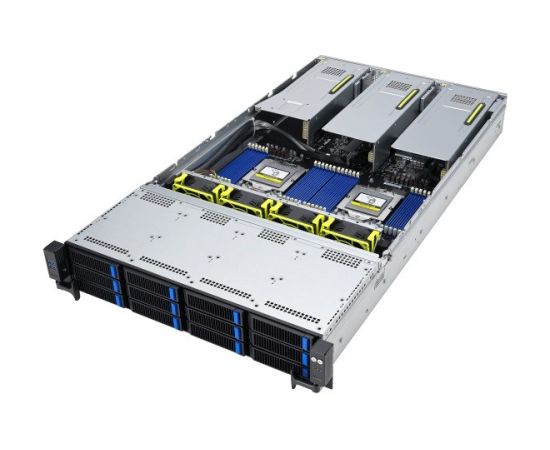 Platforma Asus Rack (2U) RS720A-E12-RS12 AMD Epyc 9004 (8x NVMe, 4x SATA/SAS, 2xM.2, 4xGPU, 2x10Gbe, IPMI, 1+1 2600W)
