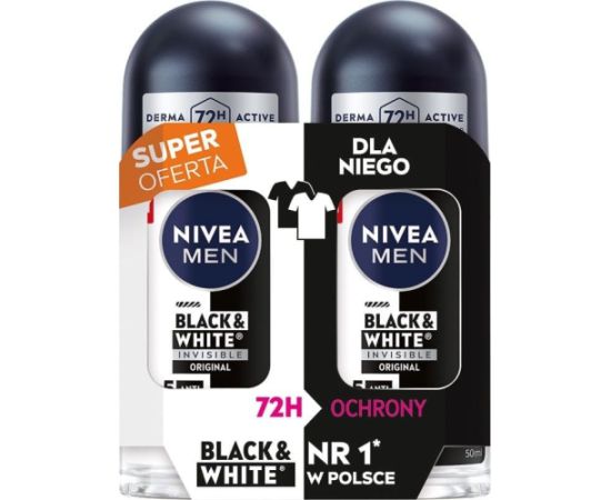 NIVEA DEO Roll-on_Duo męski B&W Inv.Origin 2x50ml