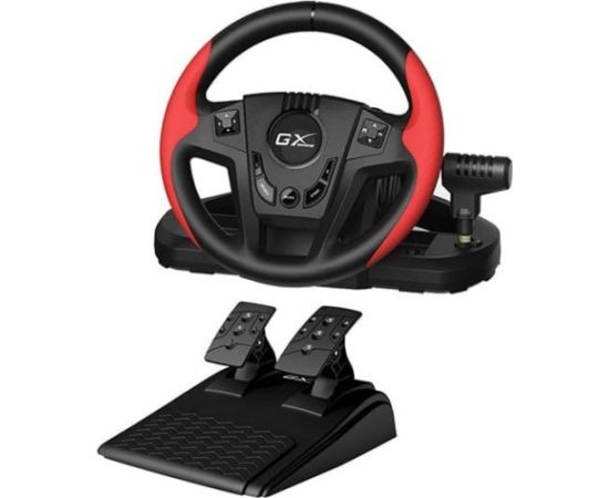Kierownica Genius GX Gaming SpeedMaster, kierownica z pedałami i dźwignią zmiany biegłw, 13przycisk, USB, czerwono-czarny