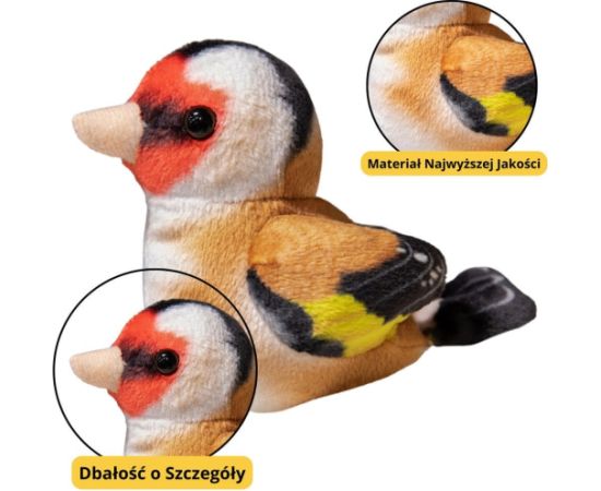 Leantoys Mały Pluszowy Ptak Niebieski Sikorka Szczygieł 10cm