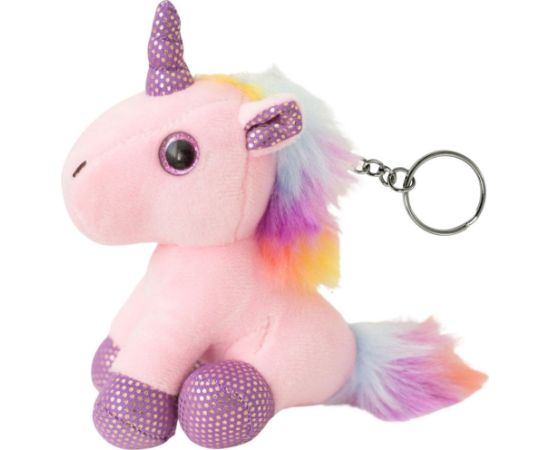 Leantoys Pluszowy Jednorożec Brelok Metalowe Kółko Różowy 12cm