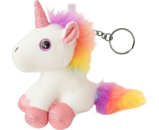 Leantoys Pluszowy Jednorożec Brelok Metalowe Kółko Biały 12cm
