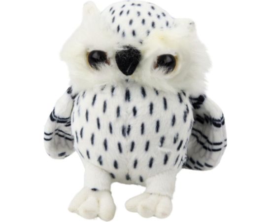 Leantoys Pluszowa Mała Sowa Maskotka Przytulanka Biała Czarne Cętki 15cm
