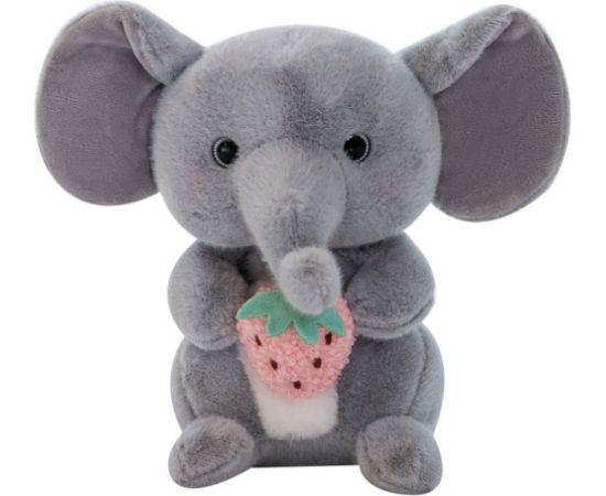 Leantoys Pluszowa Maskotka Przytulanka Słoń Z Truskawką Szary 23cm