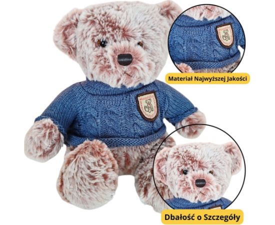 Leantoys Pluszowa Maskotka Przytulanka Miś Szary Niebieski Sweterek 21cm