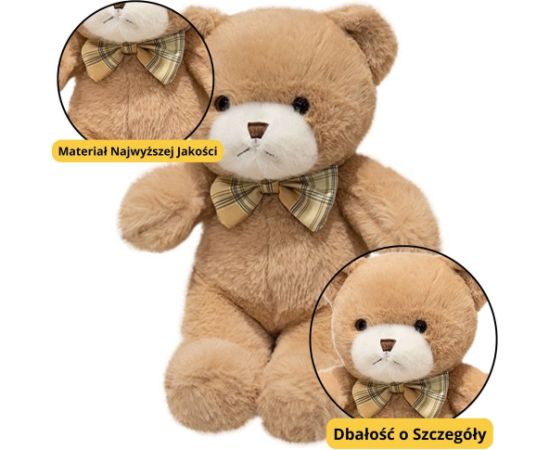 Leantoys Pluszowa Maskotka Przytulanka Miś Z Kokardką Beżowy 25cm