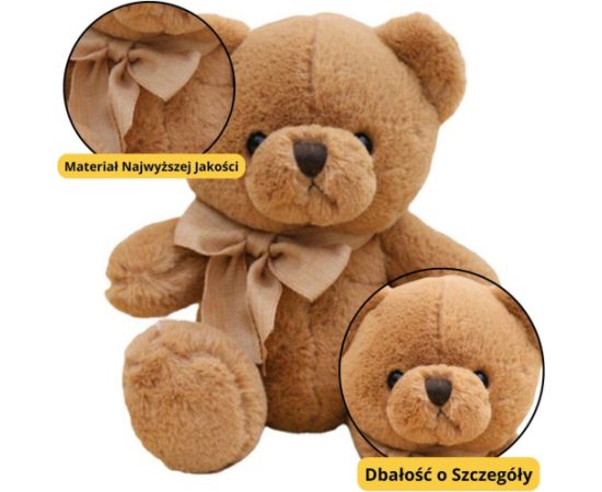 Leantoys Pluszowa Maskotka Przytulanka Duży Miś Z Kokardką Brązowy 40cm
